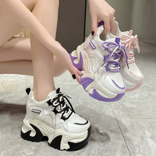 Zapatillas Con Plataforma Para Mujer, Zapatos Deportivos Casuales A La Moda