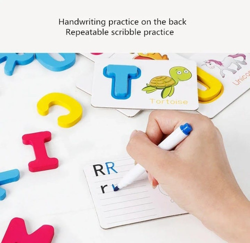 Juego Didáctico Tarjetas Madera Aprendizaje Abc Inglés.f