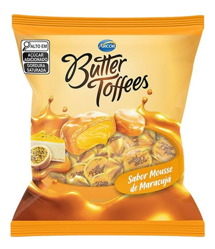 Bala Butter Toffees Mousse De Maracujá Arcor 500g