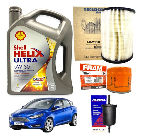 Kit 3 Filtros Ford Focus 2 3 + Aceite Sintetico Shell 5w30