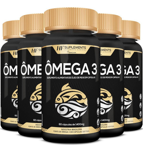 Kit 5x Omega 3 Aumenta Concentração E Função Cerebral