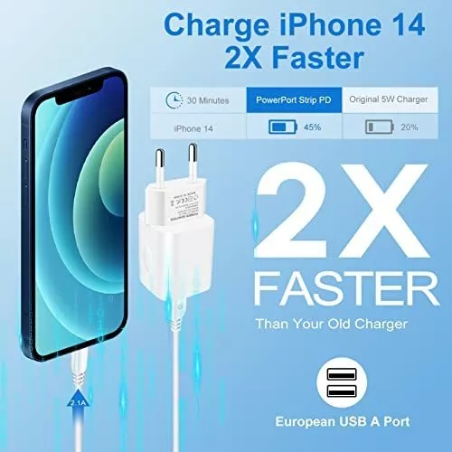 Cargador USB C Tipo C Bloque de cabeza para iPhone 14 13 12 MAX Mini USB-c  Samsung Galaxy s21 s22 s23 carga rápida pared teléfono cubo caja adaptador