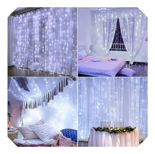 M 3 Cortinas Serie Luces 100 Led Decorativas Usb 8 Modos