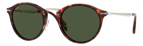 Óculos de sol Persol PO3166S Standard armação de acetato cor havana, lente verde de cristal clássica haste de metal