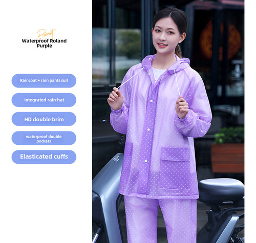 Conjunto De Chubasquero Y Pantalones Impermeables Para Mujer