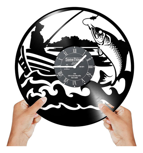 ~? Somethings Fishing Vinyl Record Clock - Fly Fisherman The