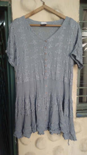 Vestido Corto  Informal Gris Importado Bordado Talle M