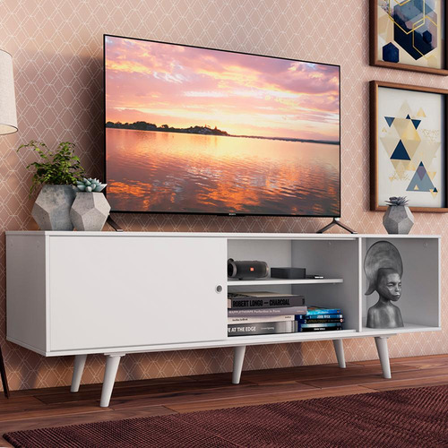 Rack Madesa Dubai Para Tv Até 65 Polegadas Com Pés Branco
