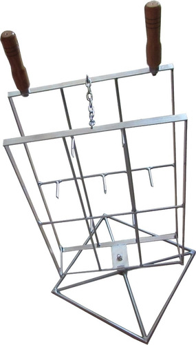 2 Espeto Costela Fogo Chão Galvanizado Com Base Giratória