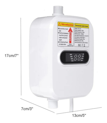 Imagen 2 de 6 de Llave Agua Caliente Eléctrico 220v Ducha Calentador Grifo