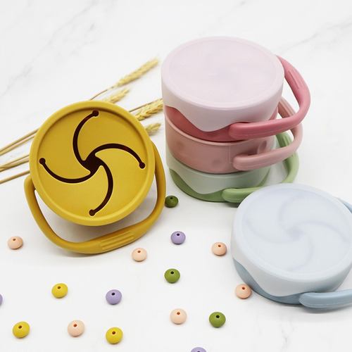 Taza Silicona Para Snacks / Cereales Bebés Plegable Con Tapa