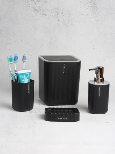 Imagen 2 de 6 de Set De Baño Pvc Jabonera Portacepillo Dispenser D+m Bazar