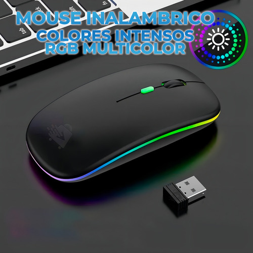 Ratón Inalámbrico Recargable Rgb Color 2.4g Mouse Silencioso