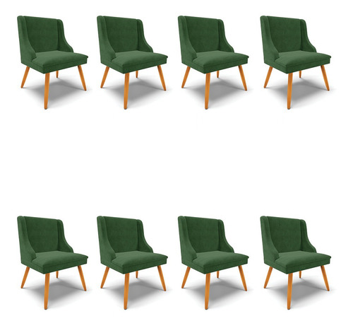 Kit 08 Cadeiras De Jantar Liz Suede Verde D'rossi