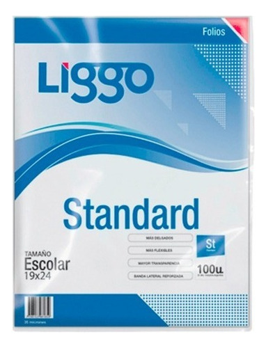 Folio Escolar Standard X 100 Unidades 30 Micrones Liggo