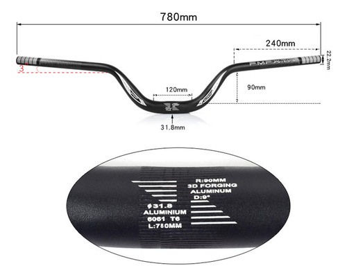 2pcs Manillar De Bicicleta Ligero Dh Riser Bar 720mm 780mm