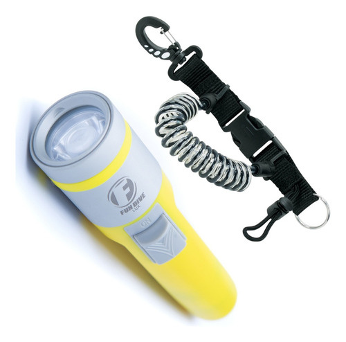 Kit Lanterna Recarregável Acessório Antiqueda Mergulho Pesca Lanterna Amarelo Luz Branco