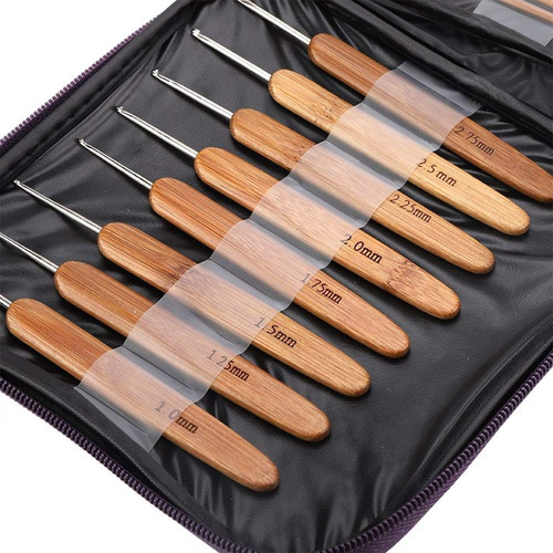 Kit De Ganchos De Ganchillo, 20 Ganchillo, Mango De Bambú,