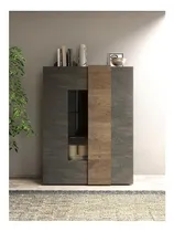 Comprar Vitrina Moderna Tu Mesita Artik Gris Oscuro\u002Froble 2 Puertas