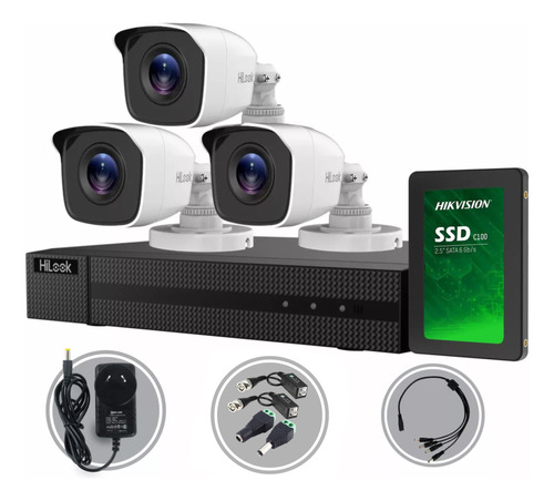 Kit Seguridad Hikvision Dvr 4ch + 3 Cámaras 2mp 1080p +disco