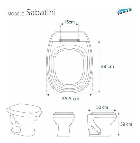 Assento Sanitário Sabatini Cinza Escuro Para Louça Icasa