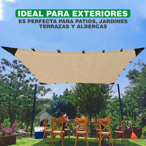 Imagen 2 de 10 de Malla Sombra 90% Raschel Beige De 6mx4m Reforzada