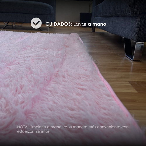 Tapete Decorativo Tipo Shag 2mx3m Peludo Antideslizante Color Rosa