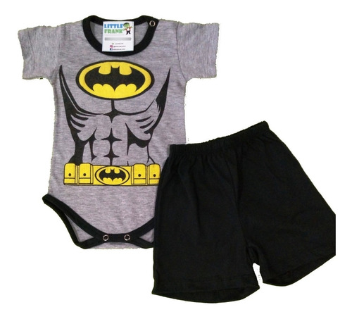 Conjunto Bebe Body Manga Corta Y Short Batman Super Héroes