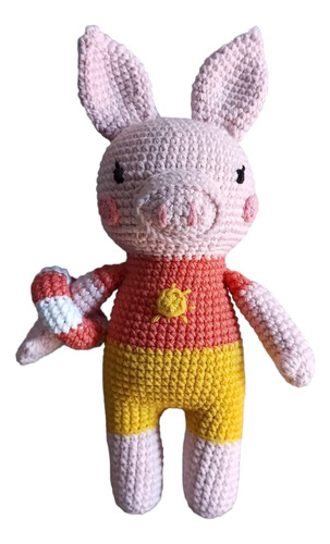 Muñeco De Apego Cerdita Amigurumi Crochet Diseño Pica Pau
