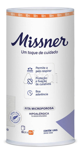 Fita Micropore Branca Microporosa Missner 10cm X 10m - 15 Un