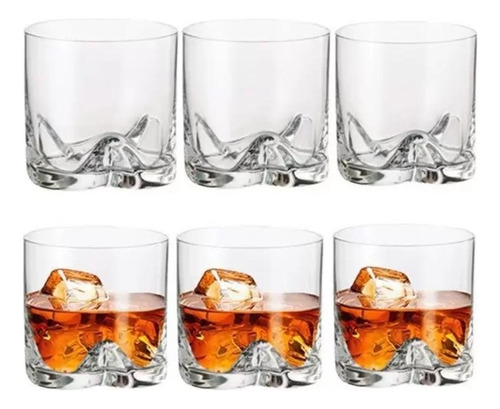 Vaso de whisky Bohemia de 410 ml con forma de barra de cristal de titanio, 6 unidades, color transparente