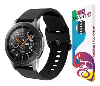 Pulseira De Silicone 22mm 123-022m Marca 123smart Compativel Com Samsung Galaxy Watch 46mm R800 Gear S3 Classic Frontier Galaxy Watch 3 45mm Gear 2 Hitwear Psw02pm Gt 2 Gt 3 Gt 4 46mm - Cor Preto