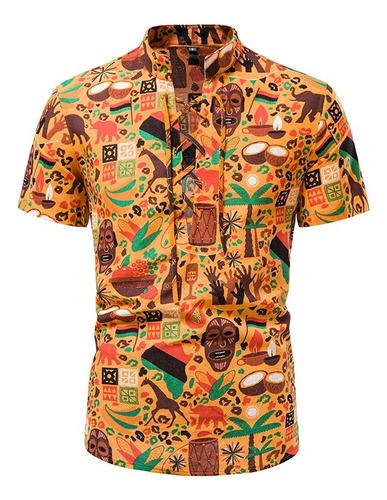 Camisas Dashiki Africanas Para Hombre, Camisas De Manga Cort