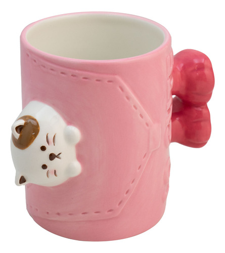 Taza De Cerámica Animales 3d Cute Con Asa De Patitas 480 Ml Color Rosa Gato