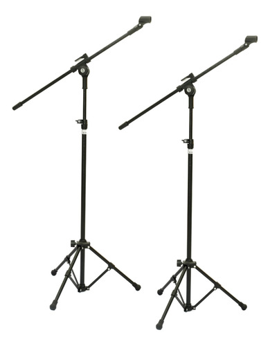 Kit Com 2 Pedestal Vector Microfone Girafa C/cachimbo Preto