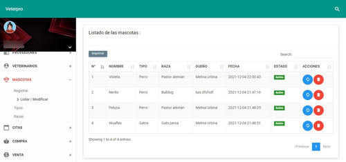 Sistema Veterinaria Ficha Reservas Diagnostico Clientes Admi