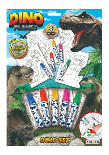 Set De Coloreo Dino Planet. Kreker