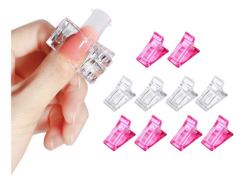 10 Pinzas Clip Para Poly Gel Acry Gel Molde De Uñas Tip Dual