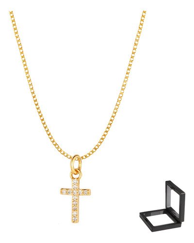 Collar Dije Crucifijo Oro 10k Cadena Regalo Para Mujer Novia