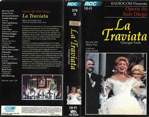 Opera De San Diego La Traviata Giuseppe Verdi Vhs Original