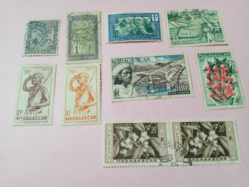 Francia Colonias Madagascar 9 Estampillas 1903 A 1975