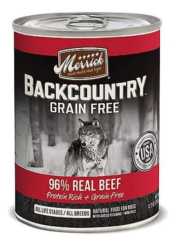 Merrick Backcountry 96 Real Vacuno Can  Comida Para Perro