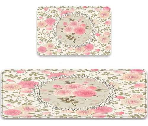 Vintage Floral Shabby Chic Roses Encaje Marco Alfombra De Co