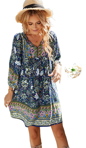 Vestido Bohemio Casual De Estilo Vacacional