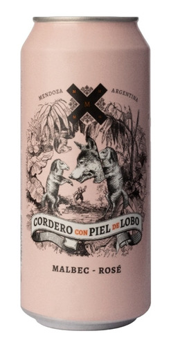 Vino Cordero Con Piel De Lobo Malbec Rose Lata 473ml.