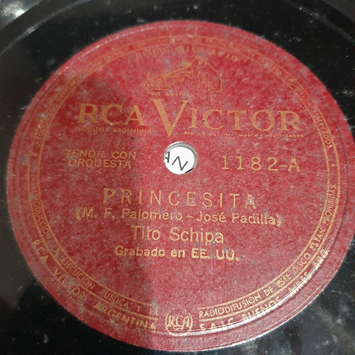 Pasta Tito Schipa Grabado En Ee Uu Rca Victor C182