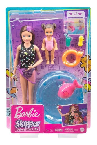 Barbie Muñeca Modelo Skipper Piscina Delfín Hermanita