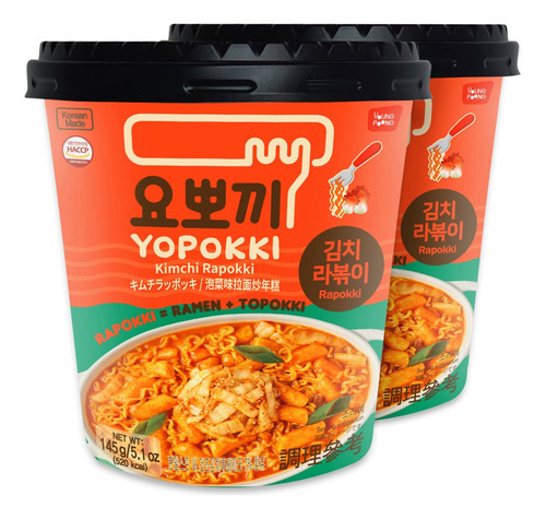 Yopokki Kimchi Rabokki Fideos Tteokbokki 2 Tazas Snack Corea