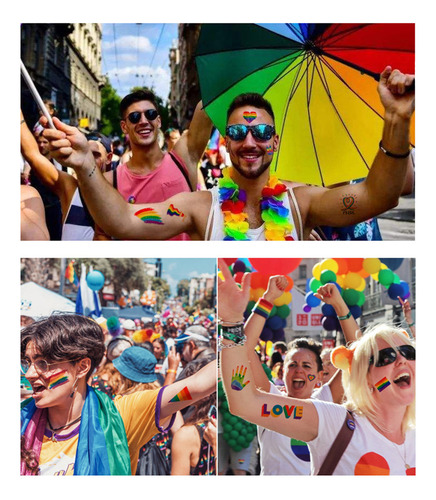 Tatuajes Temporales Lgbt Con Bandera Colorida, Orgullo, Band
