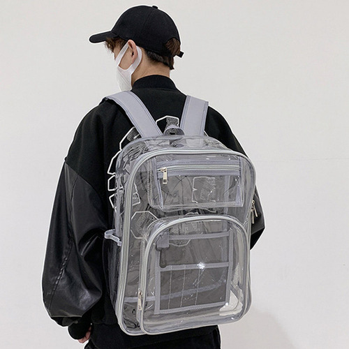 Mochila Transparente Correa Reforzada De Pvc Resistente Al